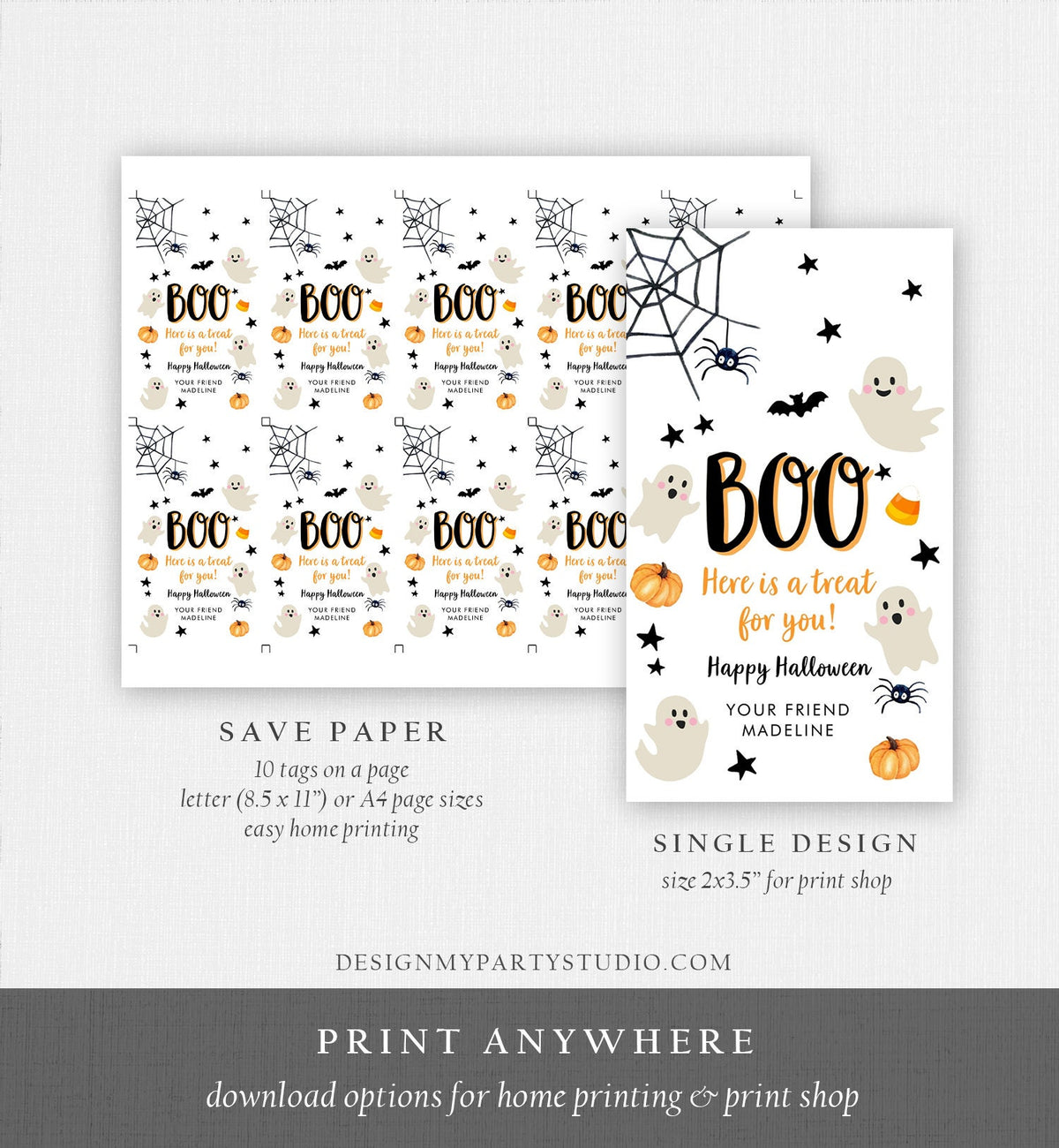 Editable Halloween Favor Tags Boo Gift Tag Costume Party Trick Or Treat Favor Tag Birthday Party Download Printable Template Corjl 0418 0261