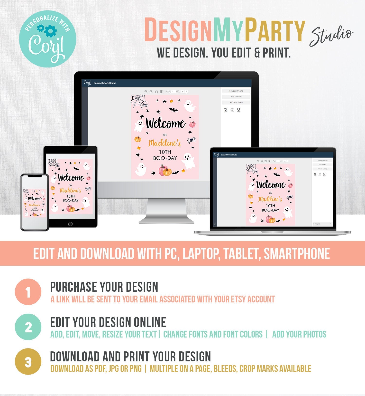 Editable Halloween Birthday Welcome Sign Halloween Party Welcome Halloween Birthday Pink Girl Costume Party Digital Template Printable 0418