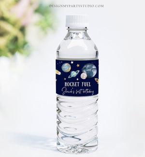 Editable Outer Space Water Bottle Labels Galaxy Party Decor Space Birthday Rocket Fuel Labels Planets Printable Template Corjl 0357