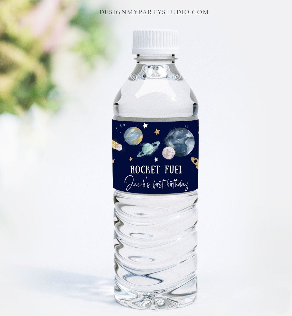 Editable Outer Space Water Bottle Labels Galaxy Party Decor Space Birthday Rocket Fuel Labels Planets Digital Template Printable 0357