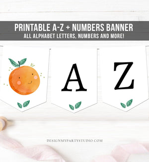 Little Cutie Birthday Banner A-Z Alphabet Numbers Banner First Happy Birthday Banner Boy Girl Orange Citrus ONE First Decor Printable 0330
