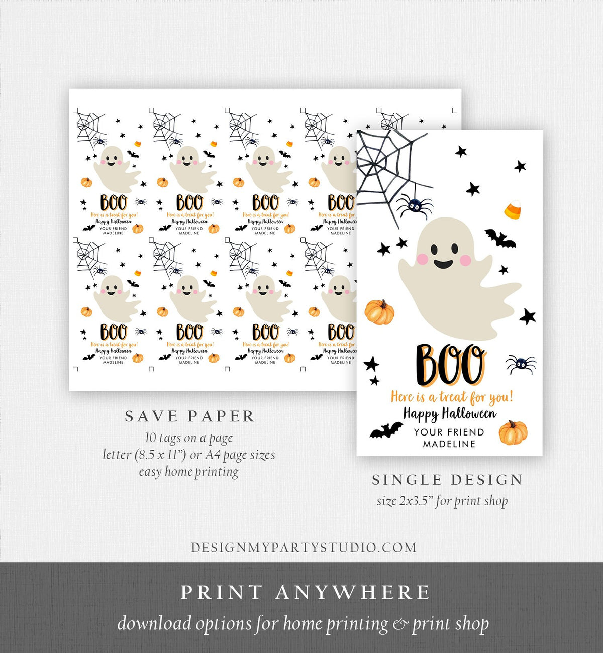 Editable Halloween Favor Tags Boo Gift Tag Costume Party Trick Or Treat Favor Tag Birthday Party Download Printable Template Corjl 0418 0261