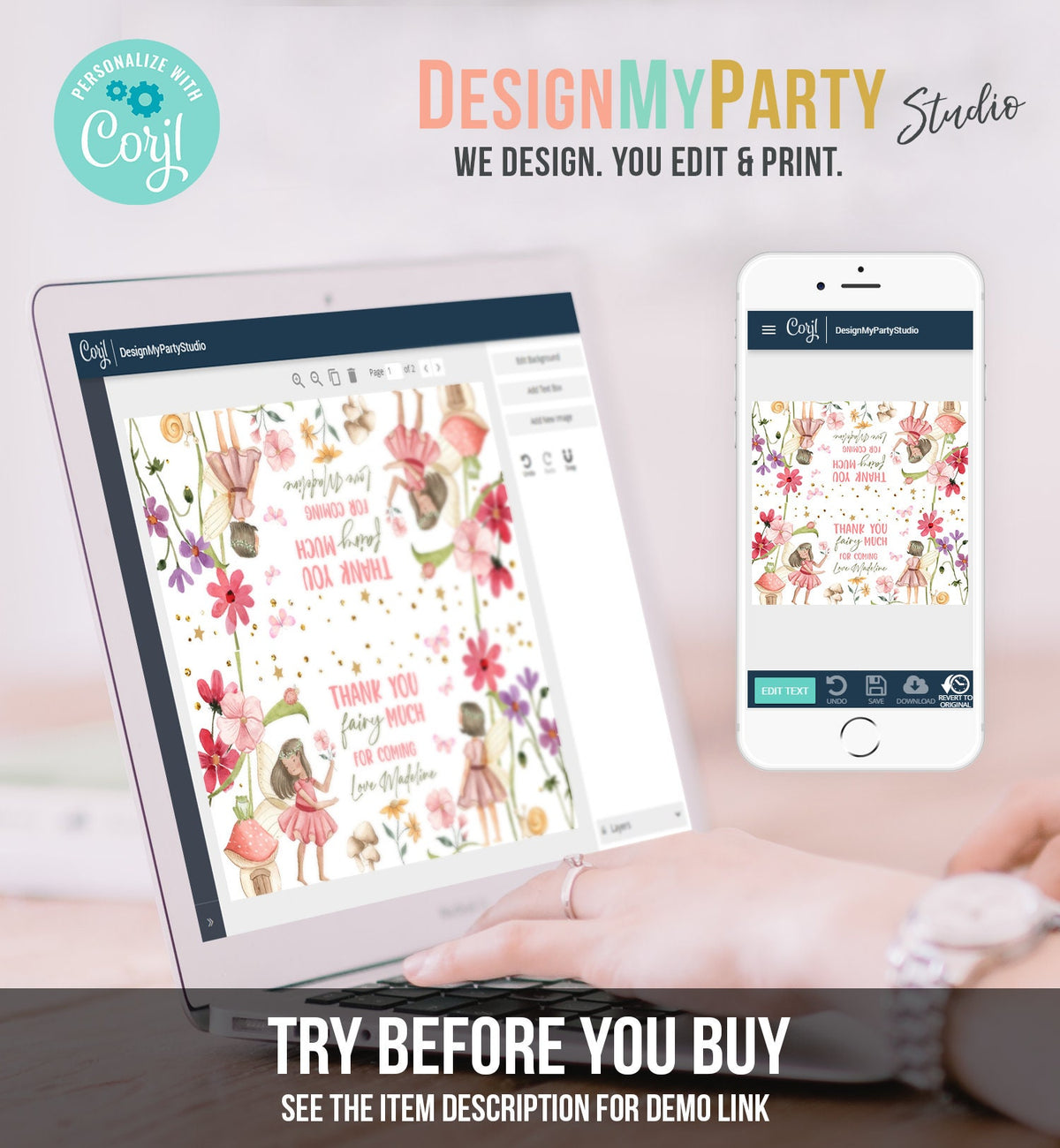 Editable Fairy Treat Bag Toppers Fairy Birthday Favors Girl Birthday Enchanted Forest Fairy Garden Favor Tags Corjl Template Printable 0406