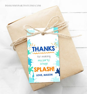 Editable Pool Party Favor Tag Splish Splash Birthday Bash Thank You Tag Boy Summer Beach Goodie Bag Download Corjl Template Printable 0237