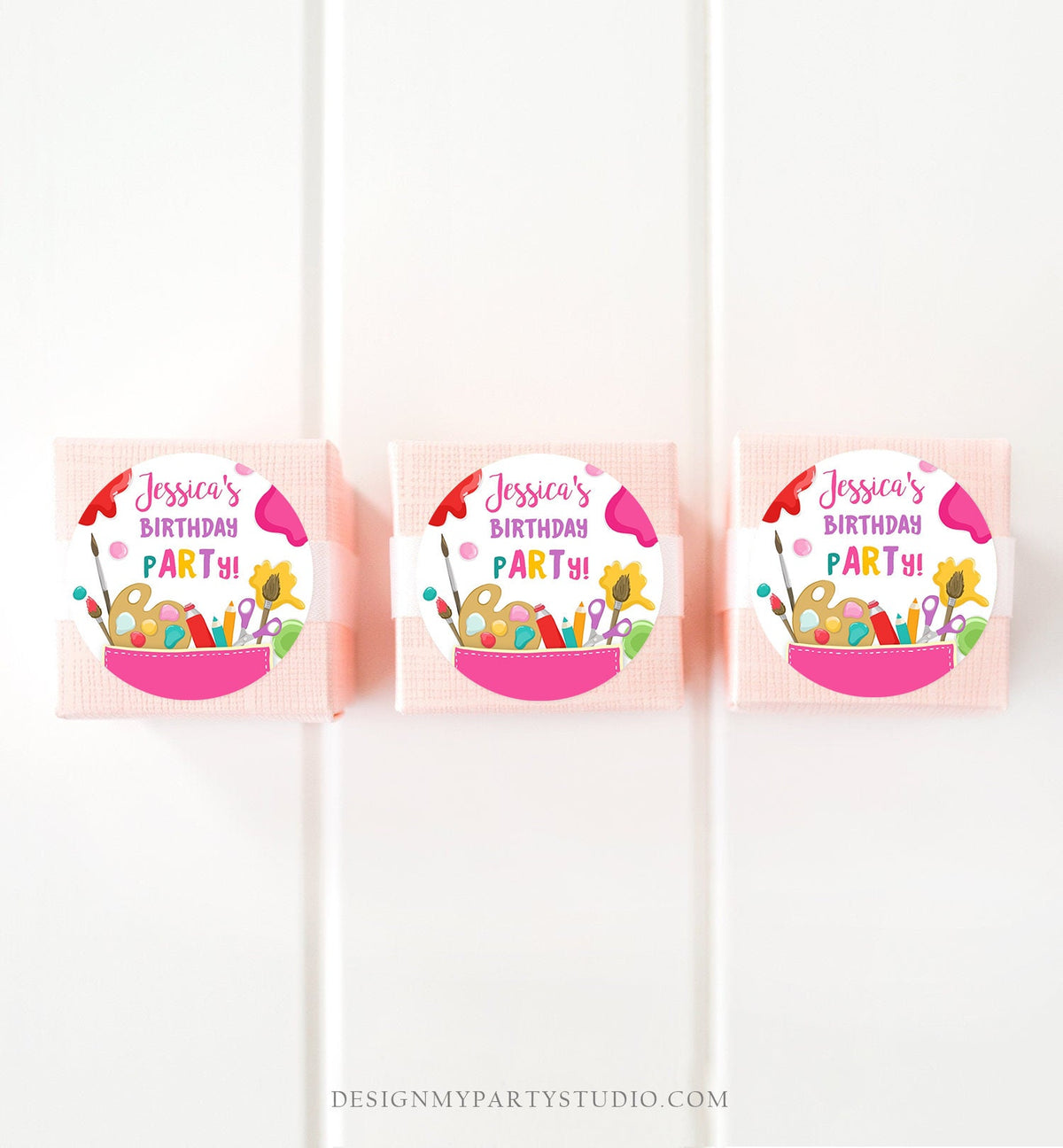 Editable Art Party Favor Tags Painting Party Thank You Tag Sticker Art Birthday Girl Craft Paint Party Brush Digital Template Printable 0319