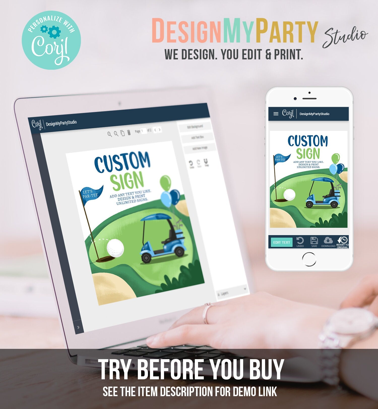 Editable Custom Sign Golf Birthday Party Sign Hole in One Birthday Par-tee Golf Table Sign Decoration 8x10 Instant Download PRINTABLE 0405