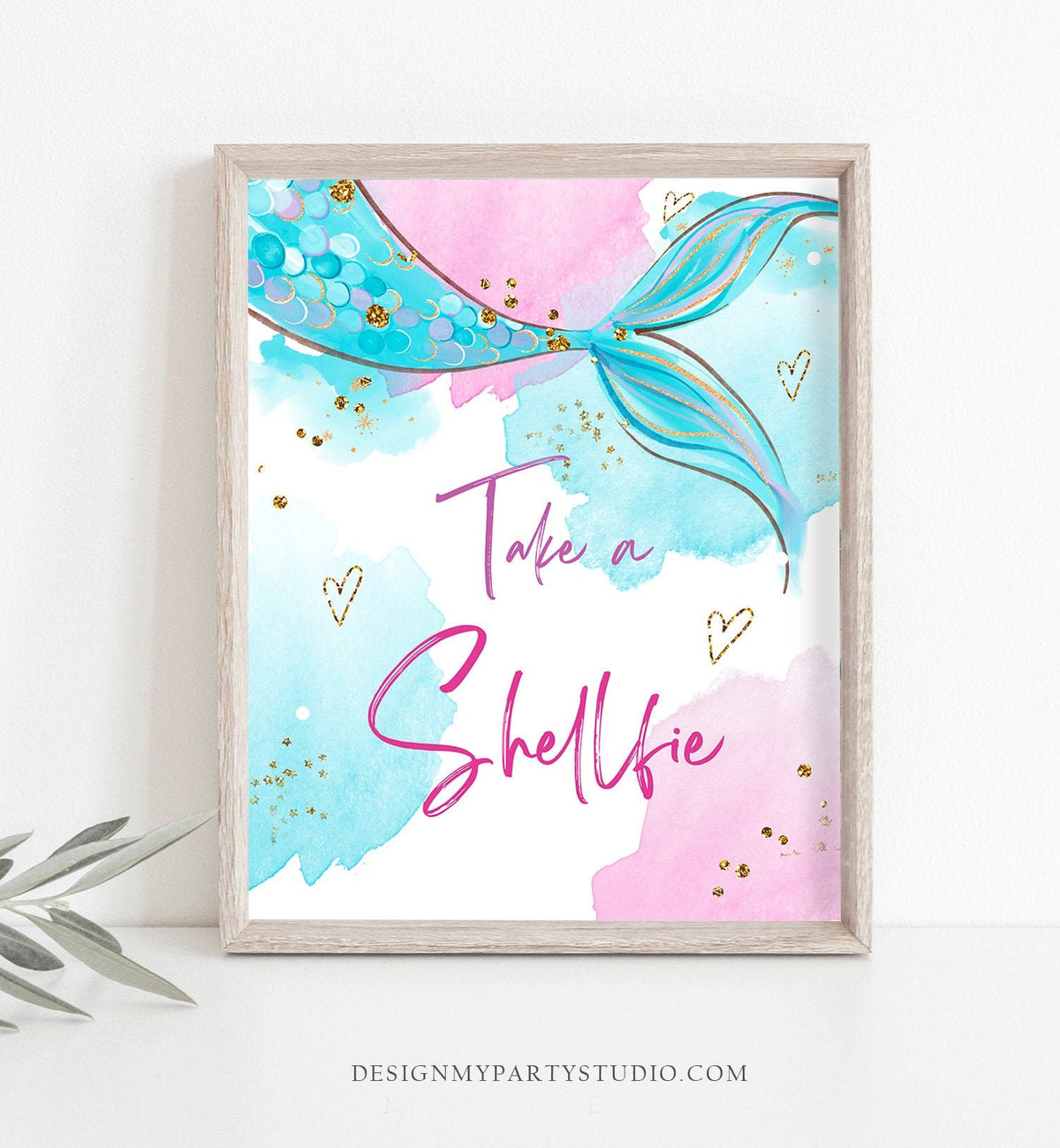 Mermaid Birthday Sign Table Decor Shellfie Sign Photo Booth Prop Selfie Sign Blue Pink Mermaid Party Under The Sea Download Printable 0403