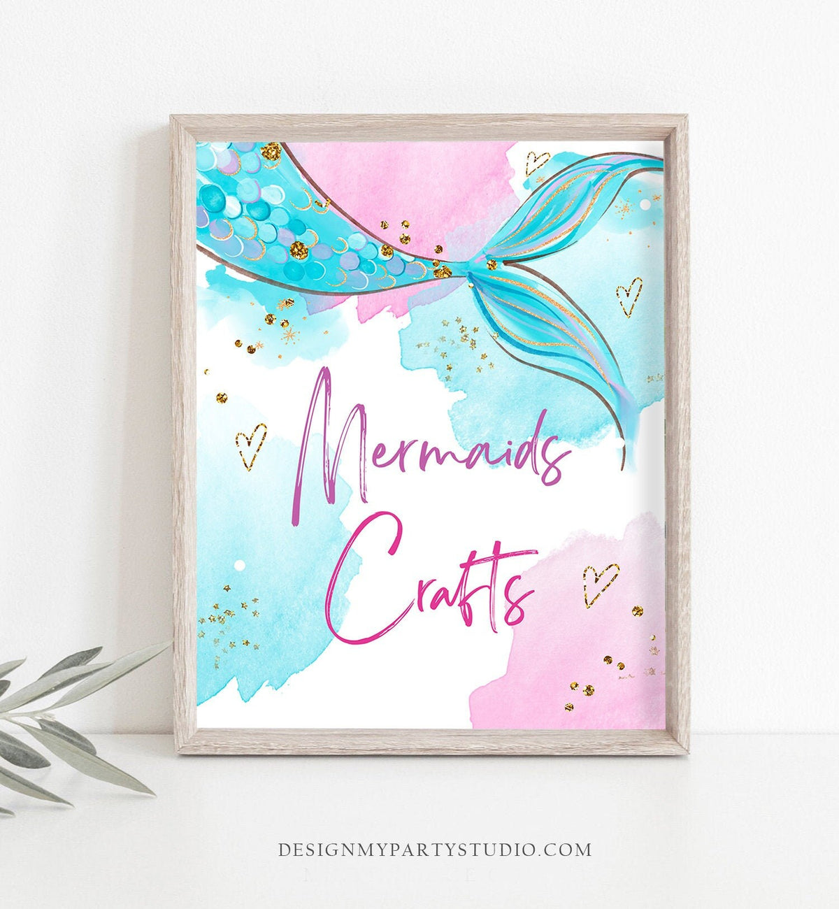 Mermaid Crafts Sign Mermaid Birthday Sign Table Decor Mermaid DIY Party Under The Sea Pink Blue Instant Download PRINTABLE 0403