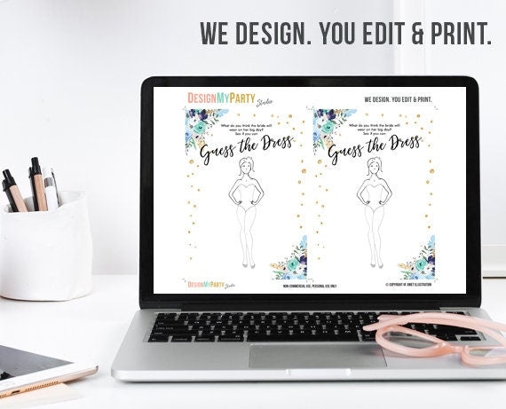 Guess The Dress Bridal Shower Game Wedding Shower game Dress Game Show - Design My Party Studio Guess The Dress Bridal Shower Game Wedding Shower game Dress Game Show - Design My Party Studio