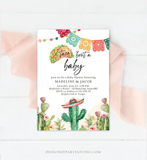 Editable Taco Bout a Baby Shower Invitation Cactus Mexican Fiesta Baby Shower Desert Floral Download Printable Invite Template Corjl 0404
