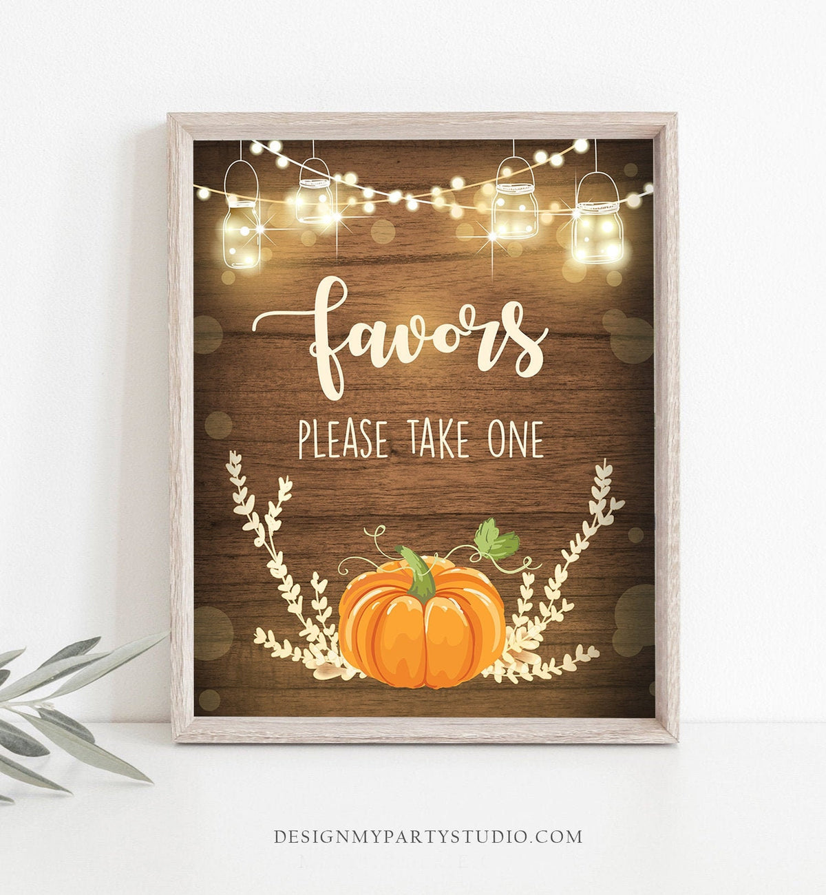Favors Sign Rustic Orange Pumpkin Baby Shower Birthday Sign Pumpkin Thank You Gifts Table Party Fall Party Autumn Decor Printable 0015
