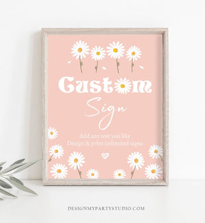 Editable Custom Sign Daisy Birthday Party Sign Daisy Decor Table Sign Baby Shower Decor Boho Floral Pink Corjl Template Printable 8x10 0410
