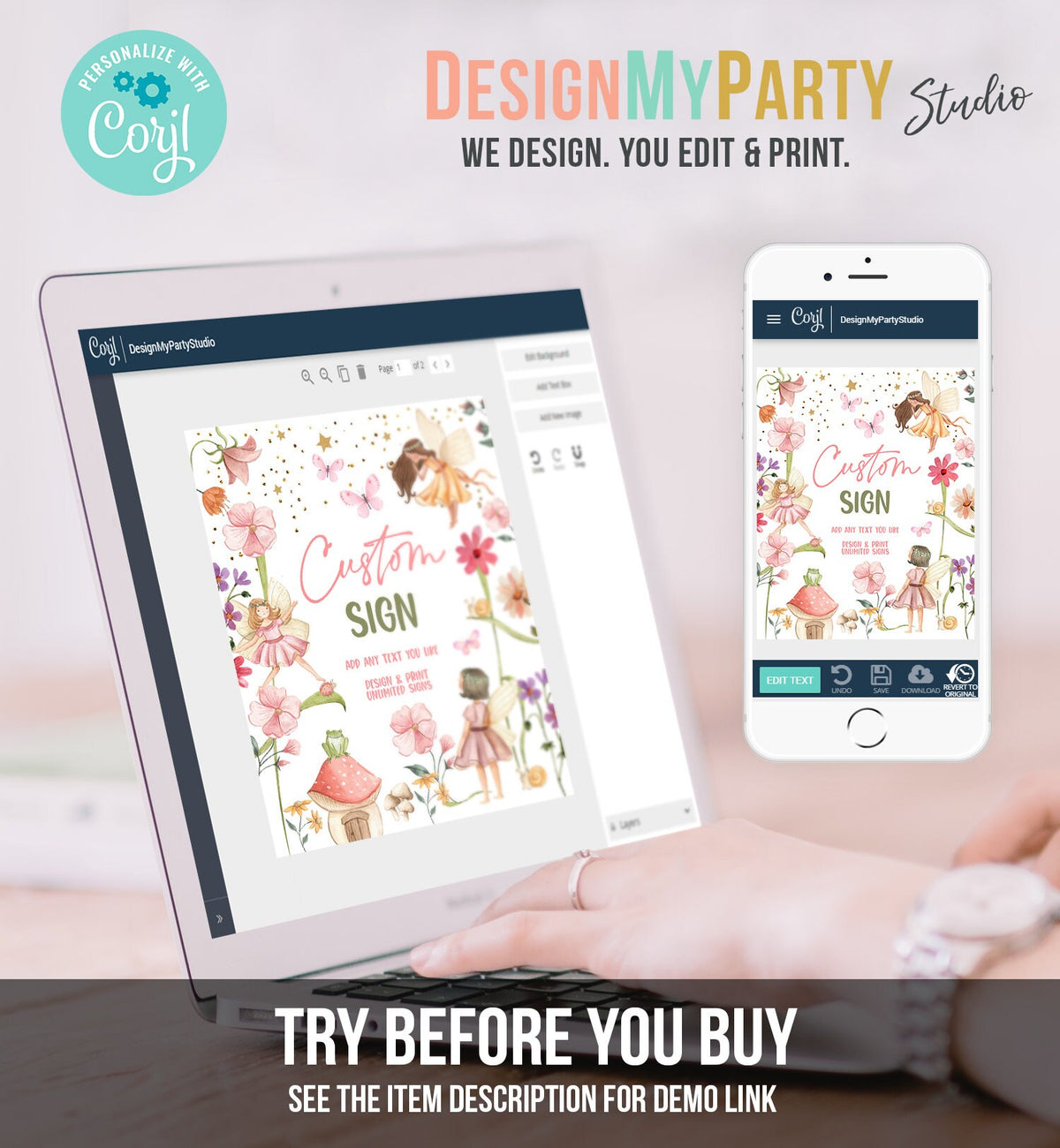 Editable Custom Fairy Birthday Party Fairy Forest Decor Fairy Garden Girl Girls 1st Birthday Magical 8x10 Instant Download PRINTABLE 0406