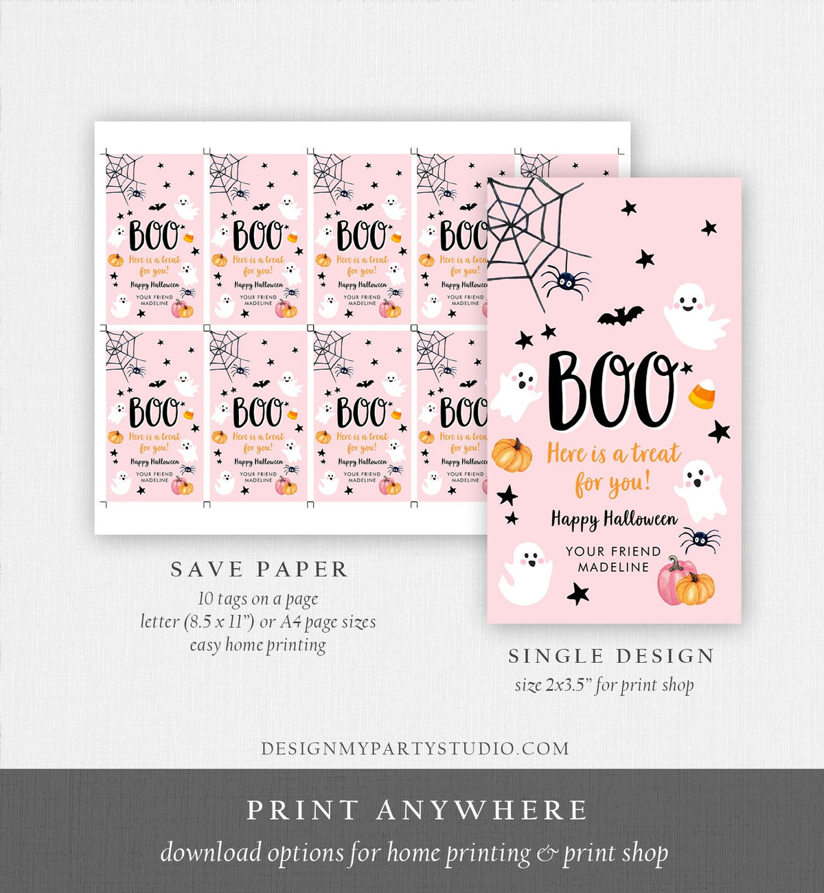 Editable Halloween Favor Tags Boo Gift Tags Costume Party Trick Or Treat Favor Tags Birthday Party Download Printable Template Corjl 0418