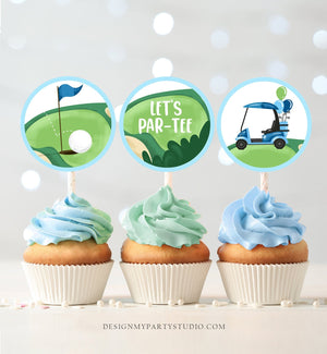 Golf Cupcake Toppers Golf Birthday Boy Hole in One Birthday Par-tee Favor Tags First Birthday Golfing Boy Download Digital PRINTABLE 0405