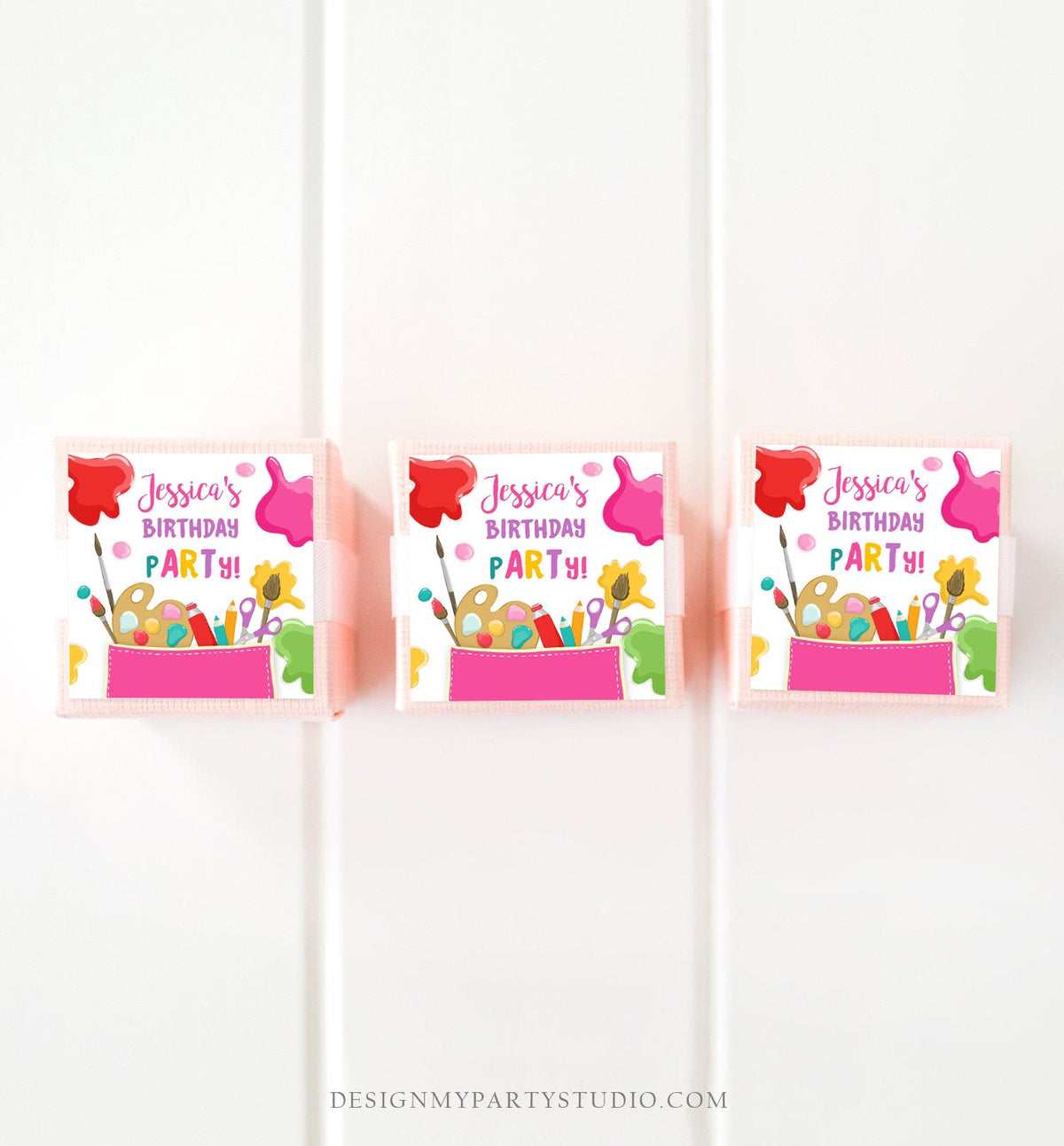 Editable Art Party Favor Tags Painting Party Thank You Tag Sticker Art Birthday Girl Craft Paint Party Brush Digital Template Printable 0319