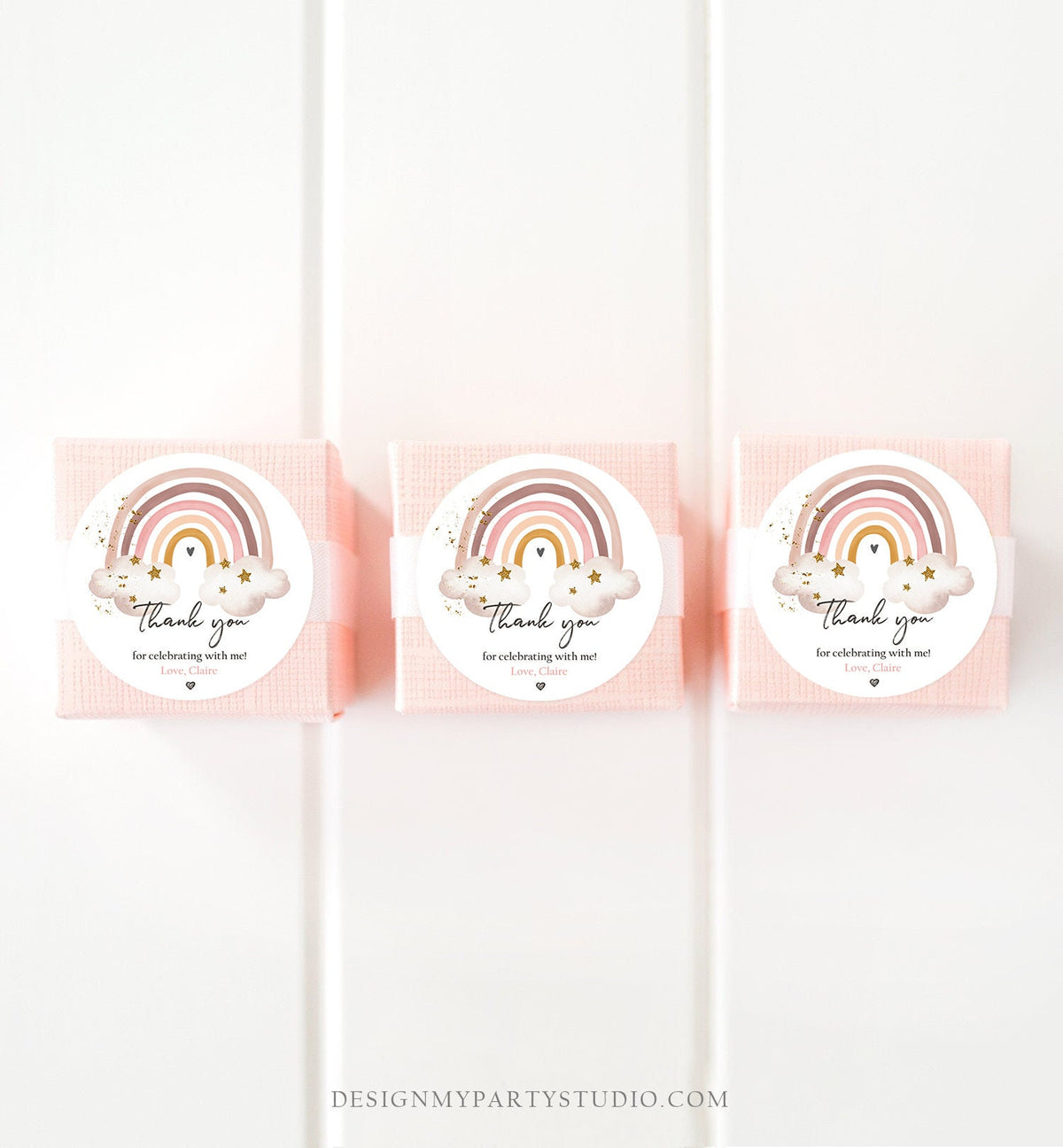 Editable Rainbow Favor Tags Rainbow Birthday Party Thank you tags Boho Rainbow Tags Bohemian Neutral Modern Digital Template Printable 0387