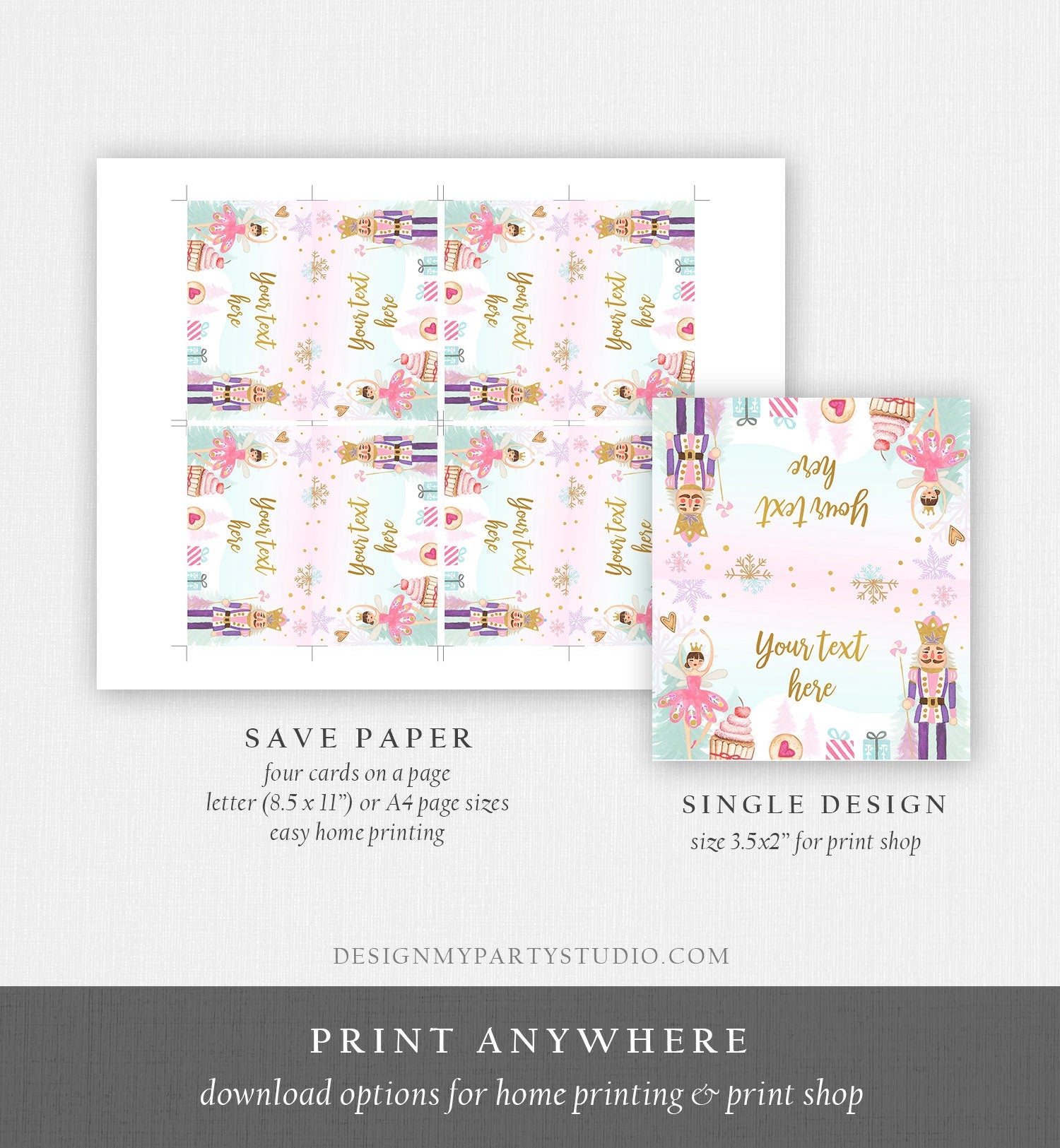 Editable Nutcracker Birthday Food Tent Cards Nutcracker Labels Girl Winter Party Place Cards Land of Sweets Digital Template Printable 0352