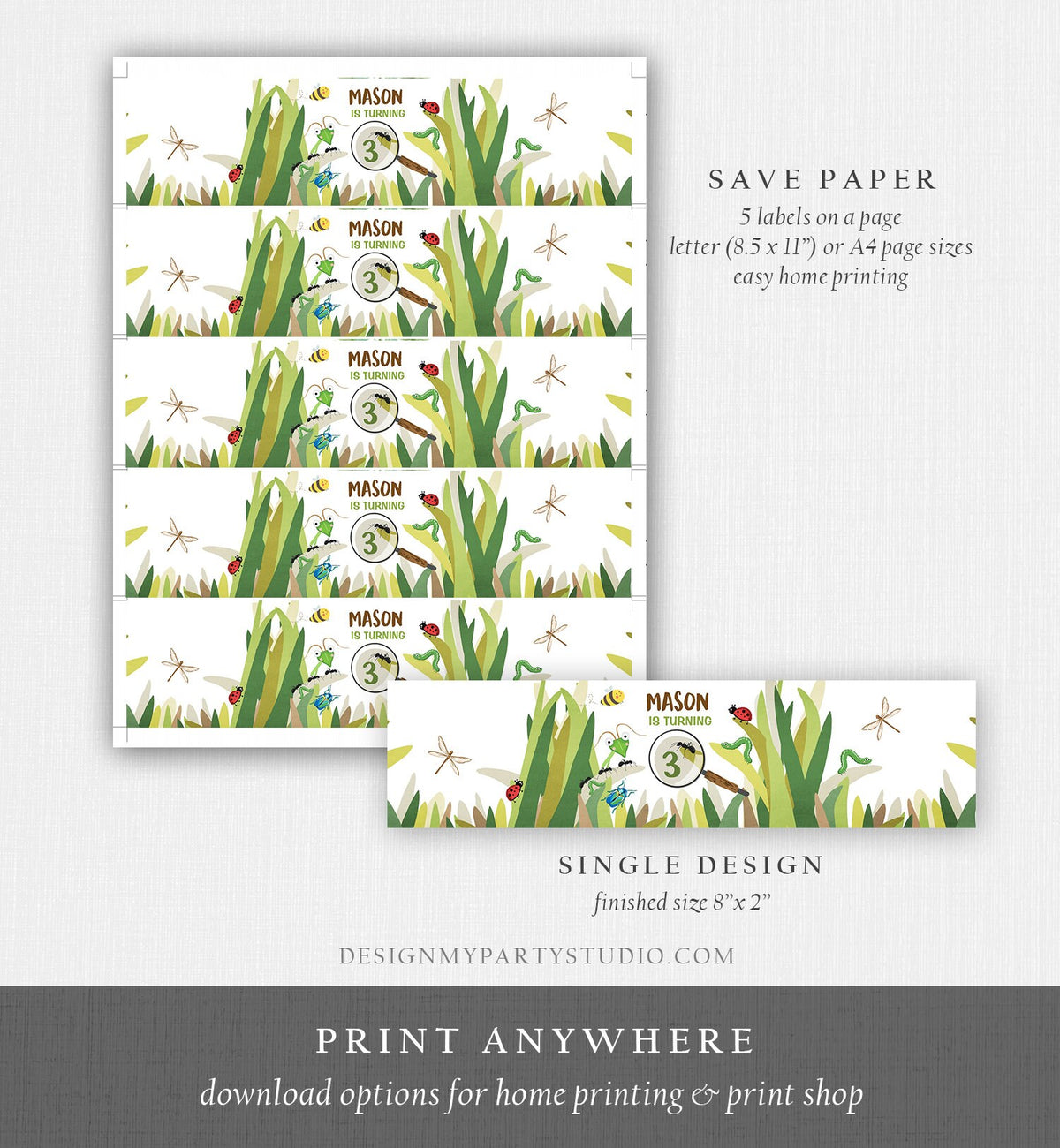 Editable Bug Birthday Water Bottle Labels Bug Labels Bugging Out Boy Birthday Bug Hunt Outdoor Digital Download Template Printable 0090