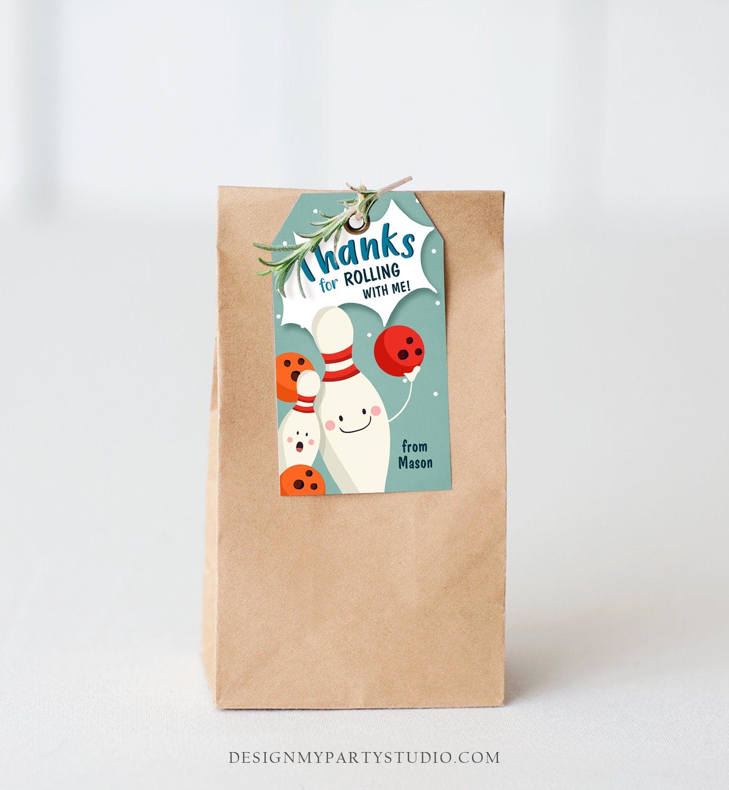 Editable Bowling Favor tags Bowling Party Boy Bowling Thank you tags Label tags Rolling With Me Labels Bowling Birthday Template Corjl 0324