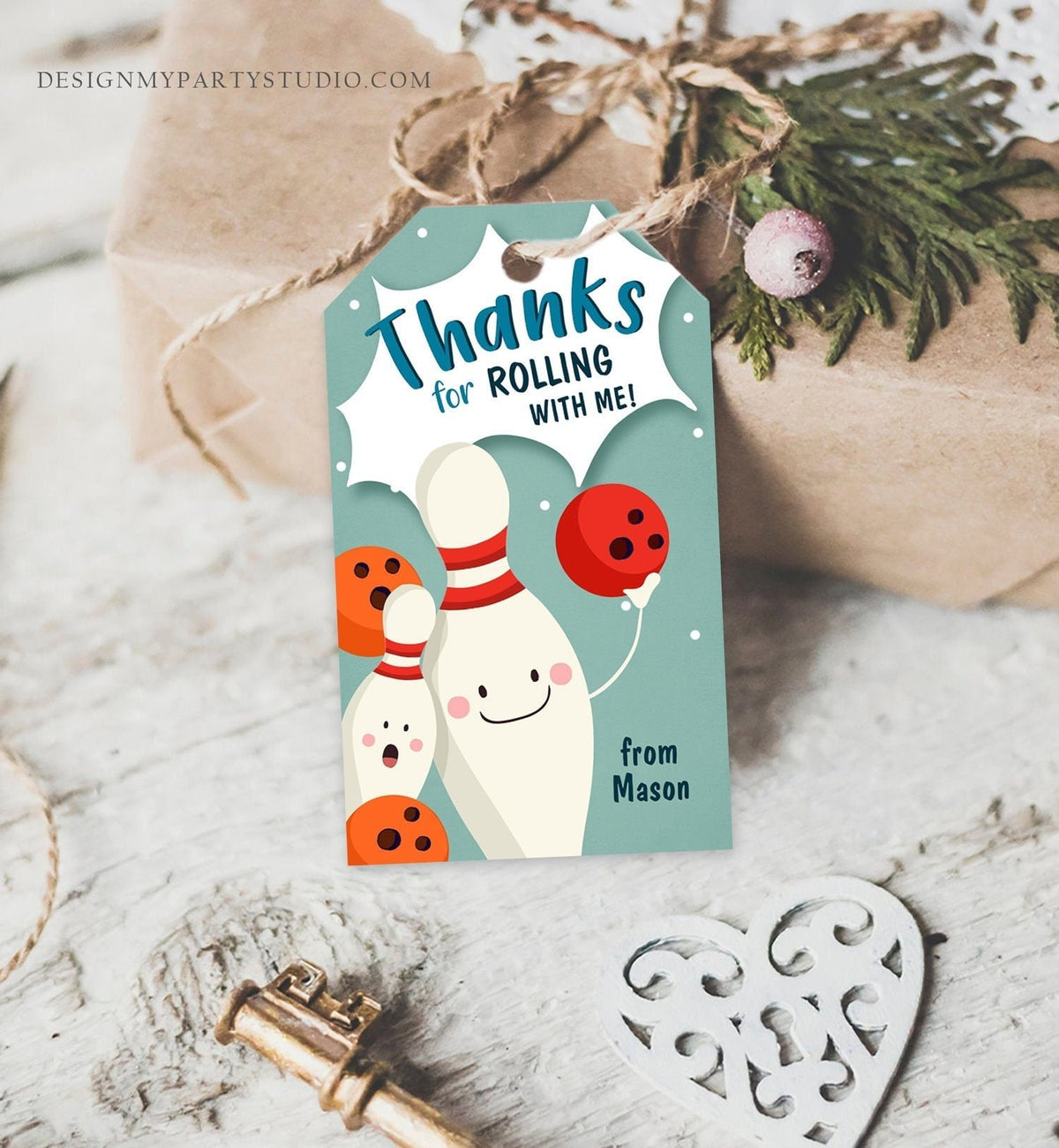 Editable Bowling Favor tags Bowling Party Boy Bowling Thank you tags Label tags Rolling With Me Labels Bowling Birthday Template Corjl 0324