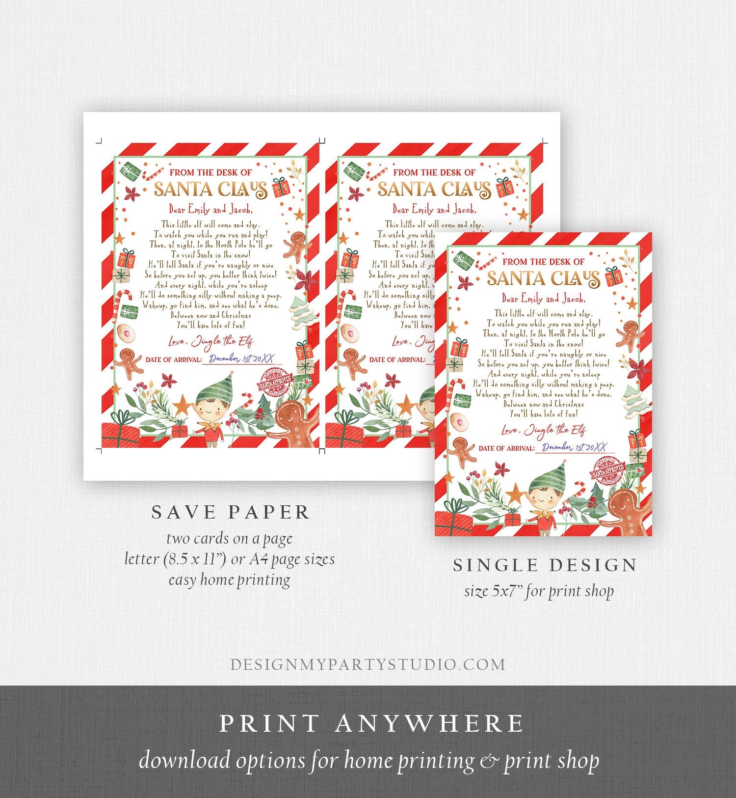 Editable First Time Elf Arrival Letter Return Letter Christmas Elf I'm Back Elf Welcome Christmas Elf Santa Claus Printable Template 0358