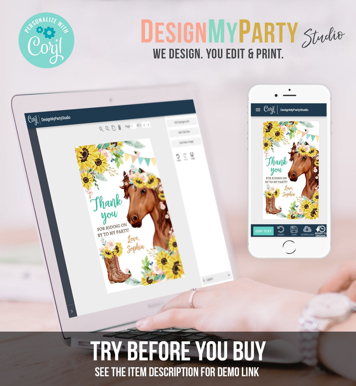 Editable Cowgirl Favor Tags Tags Horse Birthday Party Favor Thank you Tag Girl Horse Party Sunflowers Download Template Printable 0408