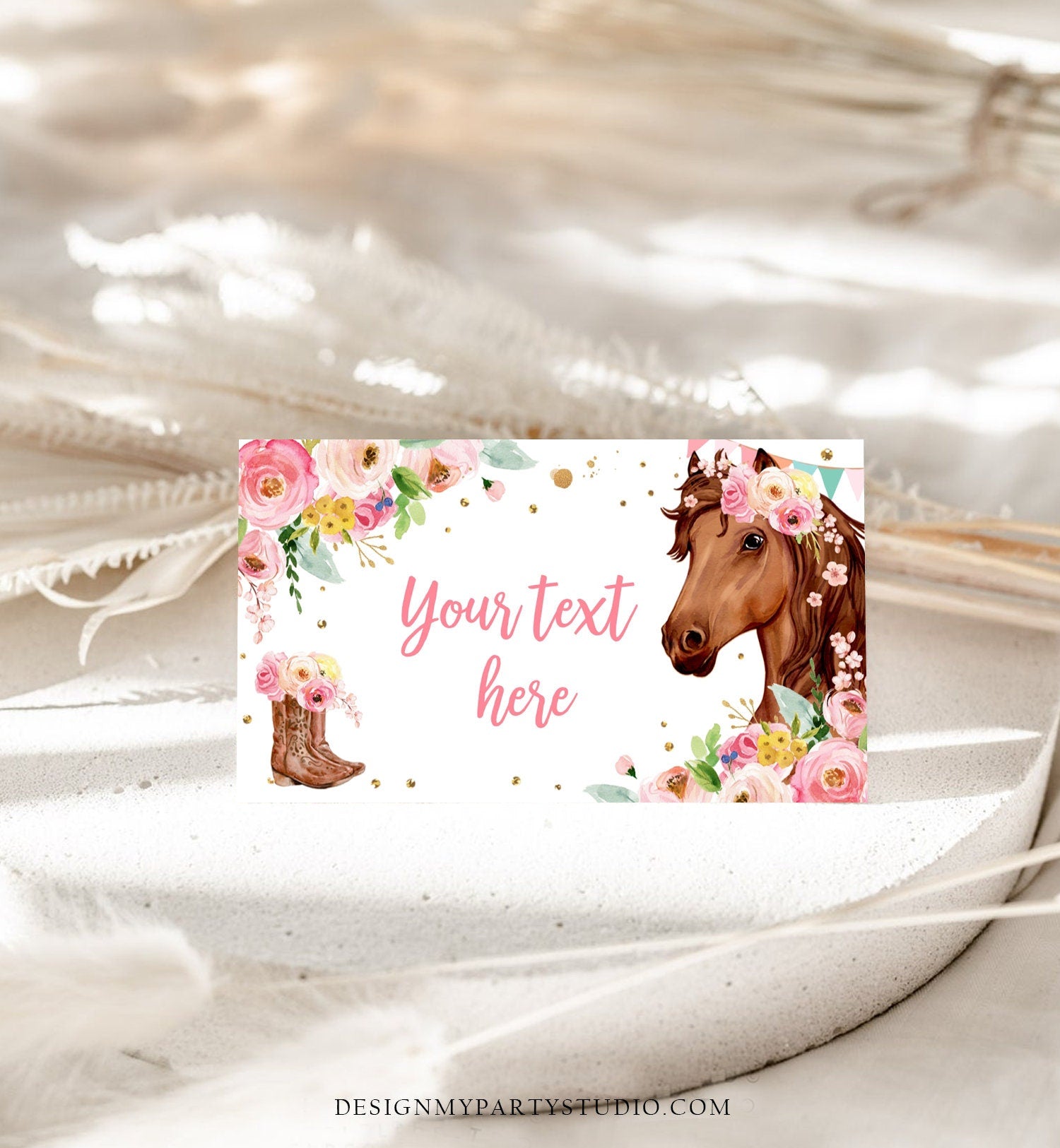 Editable Horse Birthday Food Tent Cards Horse Labels Cowgirl Party Pla - Design My Party Studio for Free Printable Horse Birthday Cards
