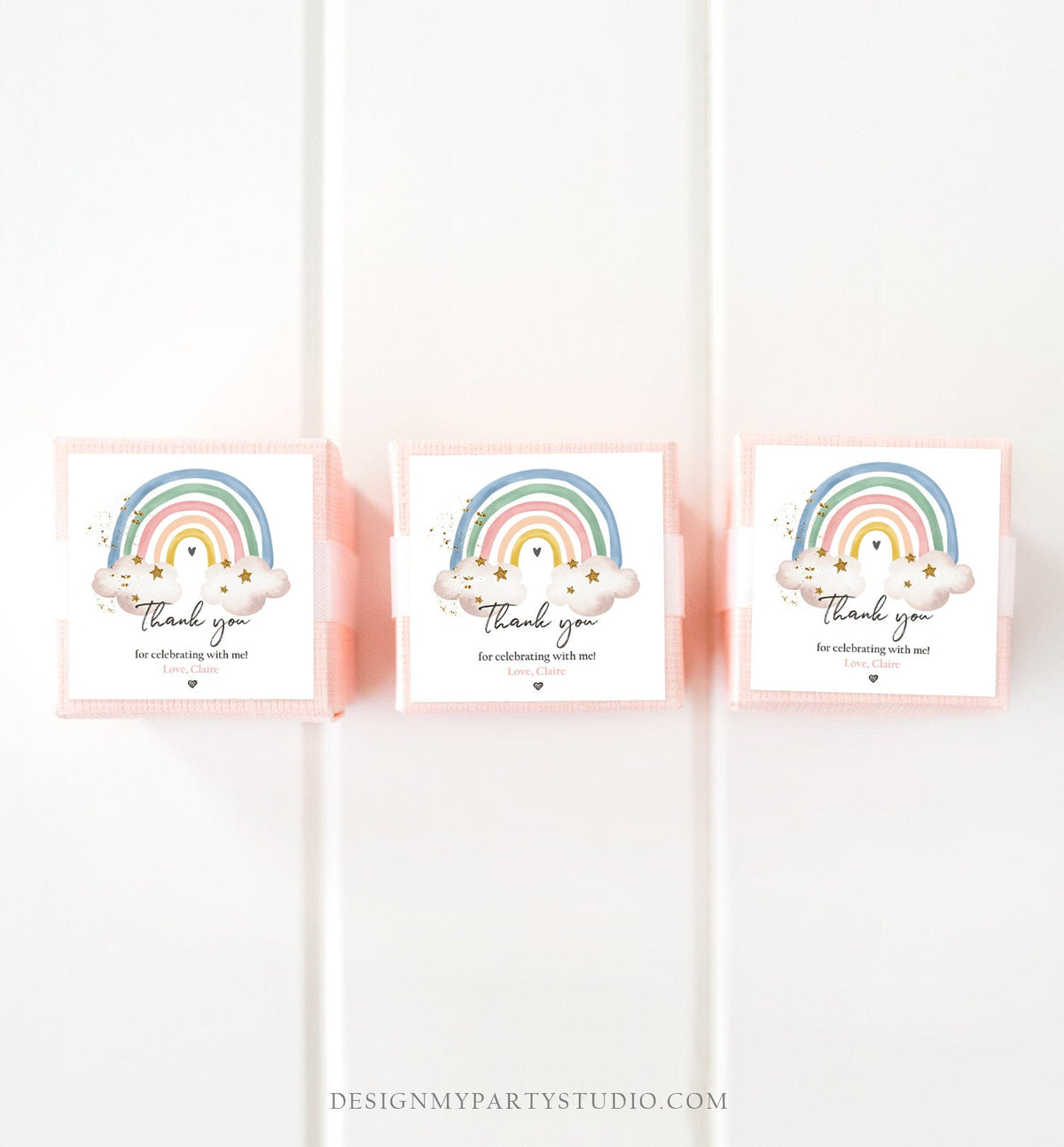 Editable Rainbow Favor Tag Rainbow Birthday Party Thank You Gift Boho Rainbow Bohemian Neutral Boy Modern Digital Template Printable 0387