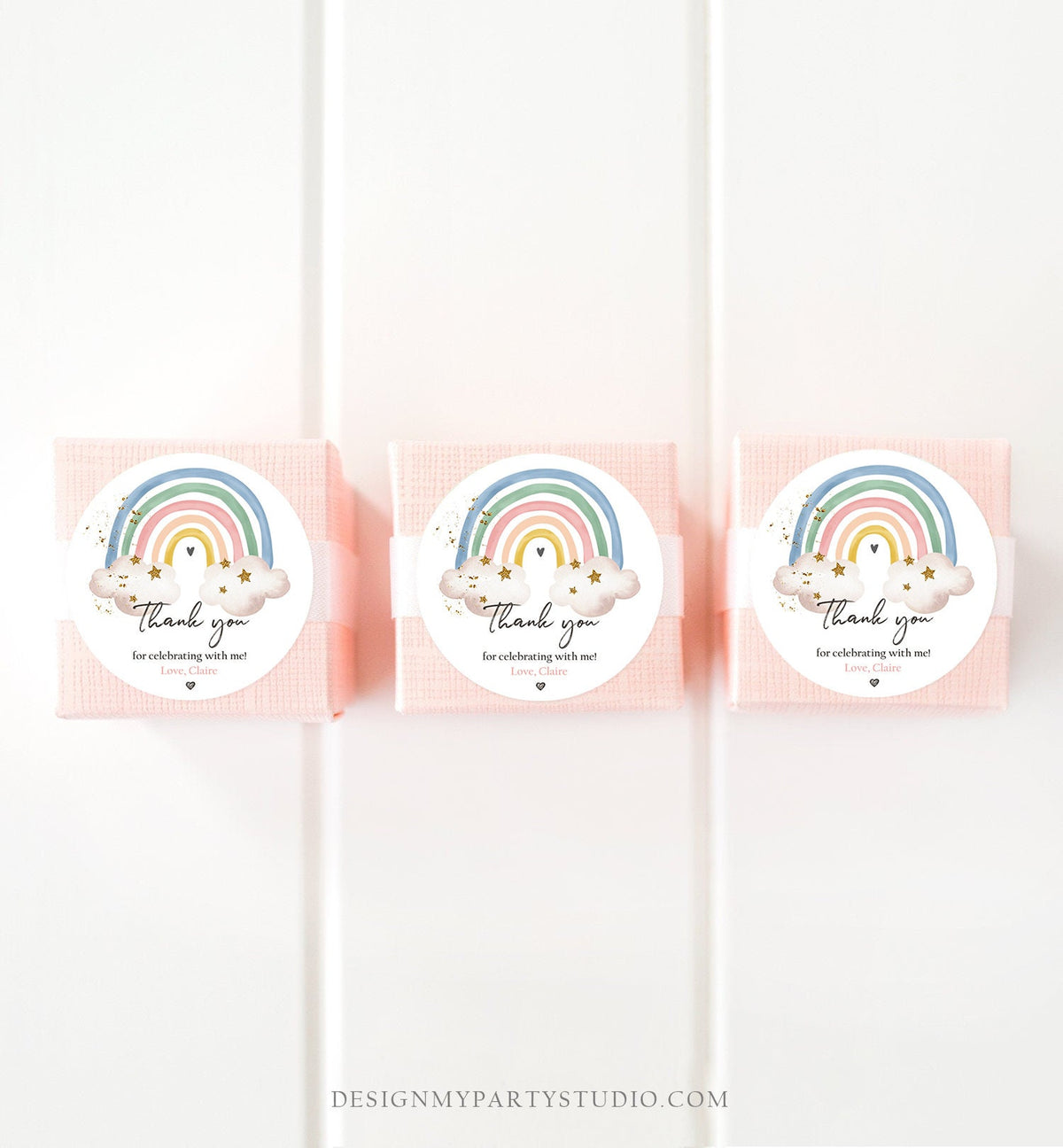 Editable Rainbow Favor Tag Rainbow Birthday Party Thank You Gift Boho Rainbow Bohemian Neutral Boy Modern Digital Template Printable 0387