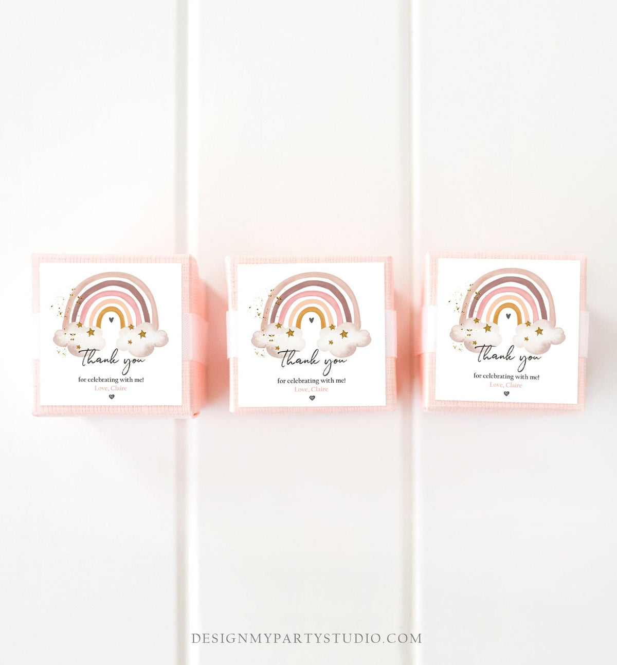 Editable Rainbow Favor Tags Rainbow Birthday Party Thank you tags Boho Rainbow Tags Bohemian Neutral Modern Digital Template Printable 0387