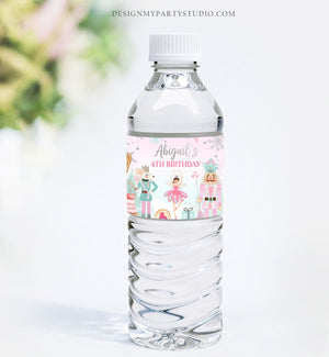 Editable Nutcracker Water Bottle Labels Nutcracker Birthday Party Girl Winter Land of Sweets Silver Download Printable Template Corjl 0352