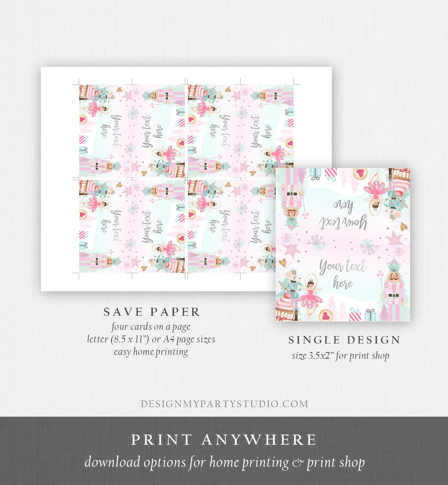 Editable Nutcracker Birthday Food Tent Cards Nutcracker Labels Girl Winter Party Place Cards Land of Sweets Digital Template Printable 0352