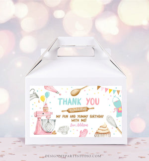 Editable Baking BIrthday Gable Gift Box Label Baking Party Girl Treat Box Label Chef Party Kids Cooking Bakery Download Printable Corjl 0364