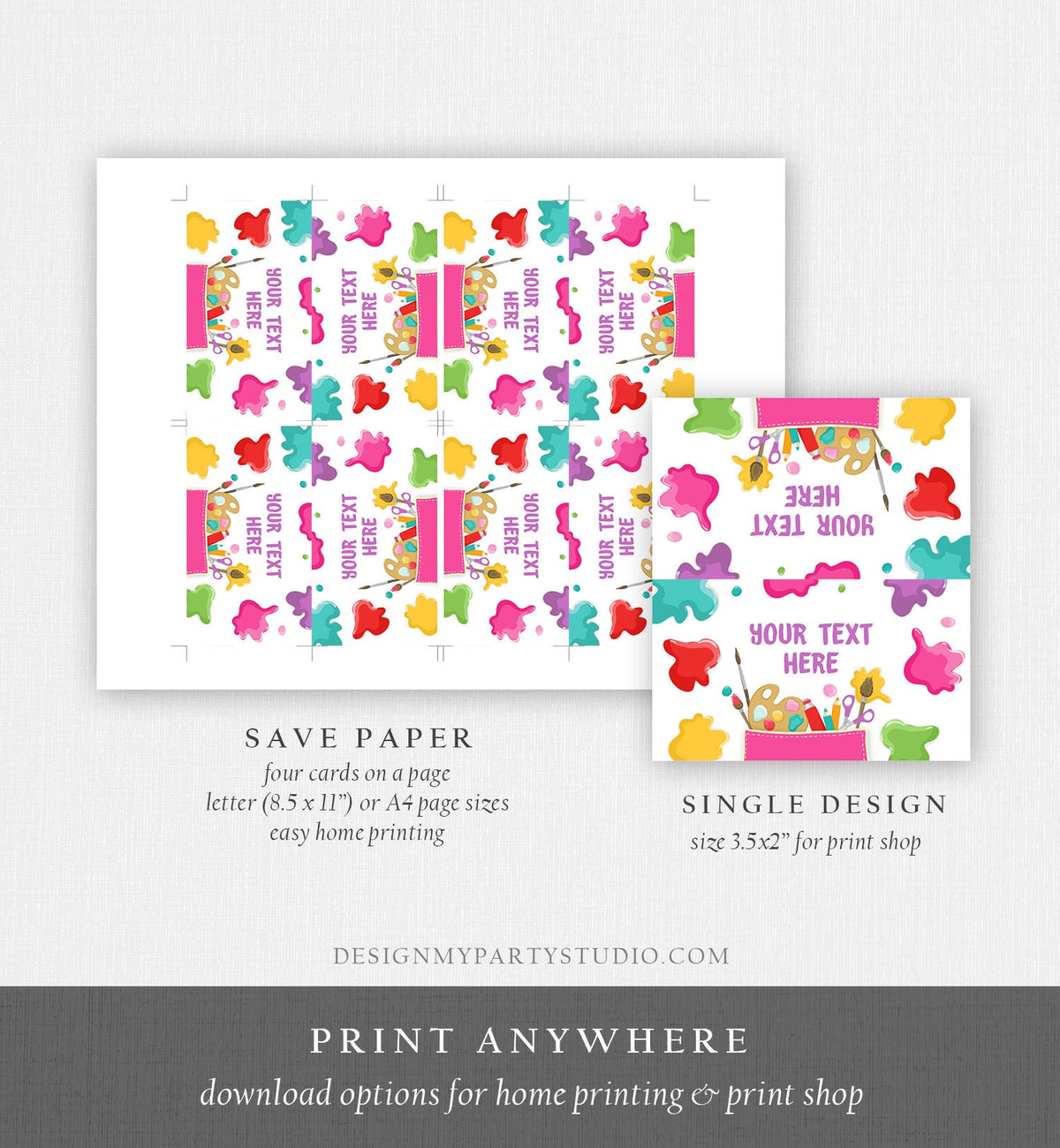 Editable Art Birthday Food Tent Cards Art Party Labels Painting Party Place Cards Girl Birthday Craft Party Printable Template Corjl 0319