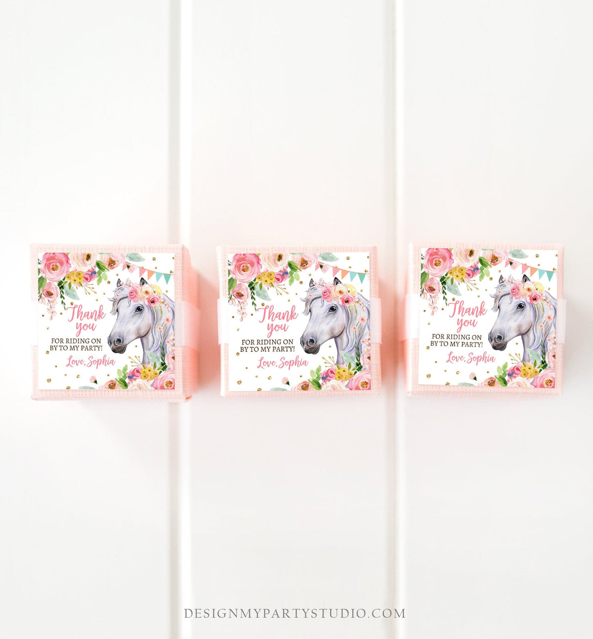 Editable Cowgirl Favor Tags Tags Horse Birthday Party Favor Thank you Sticker Girl Horse Party Floral Download Template PRINTABLE Corjl 0408