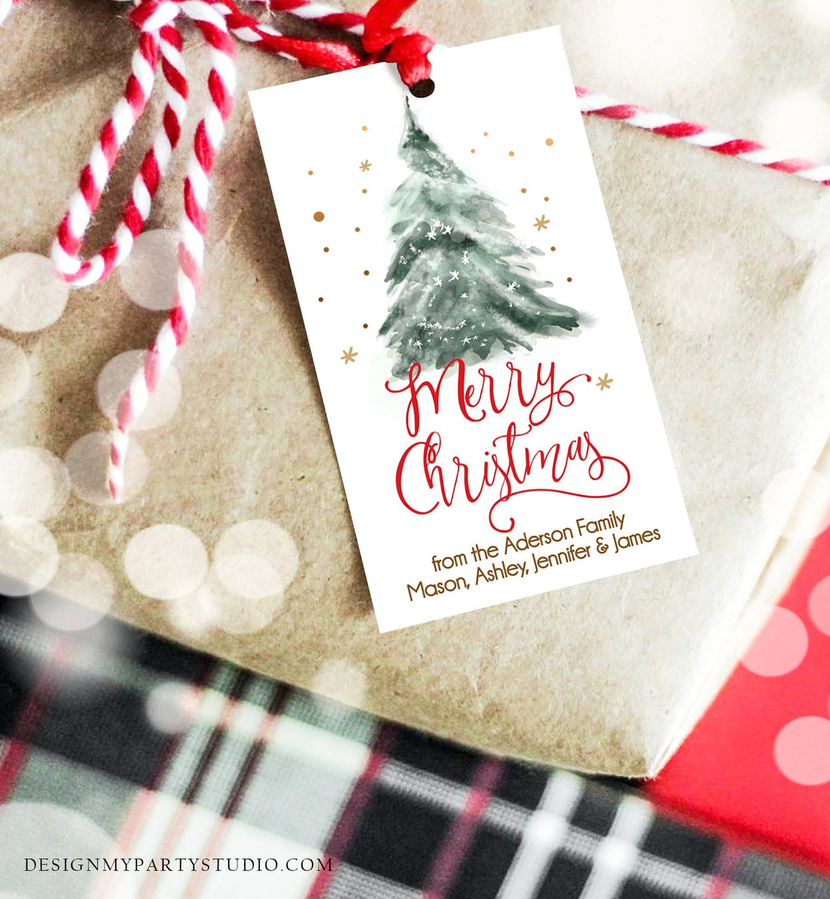 Editable Christmas Favor Tags Holiday Gift Tags Merry Christmas Holiday Tags Holiday Labels Tree Digital Download Template Printable 0363