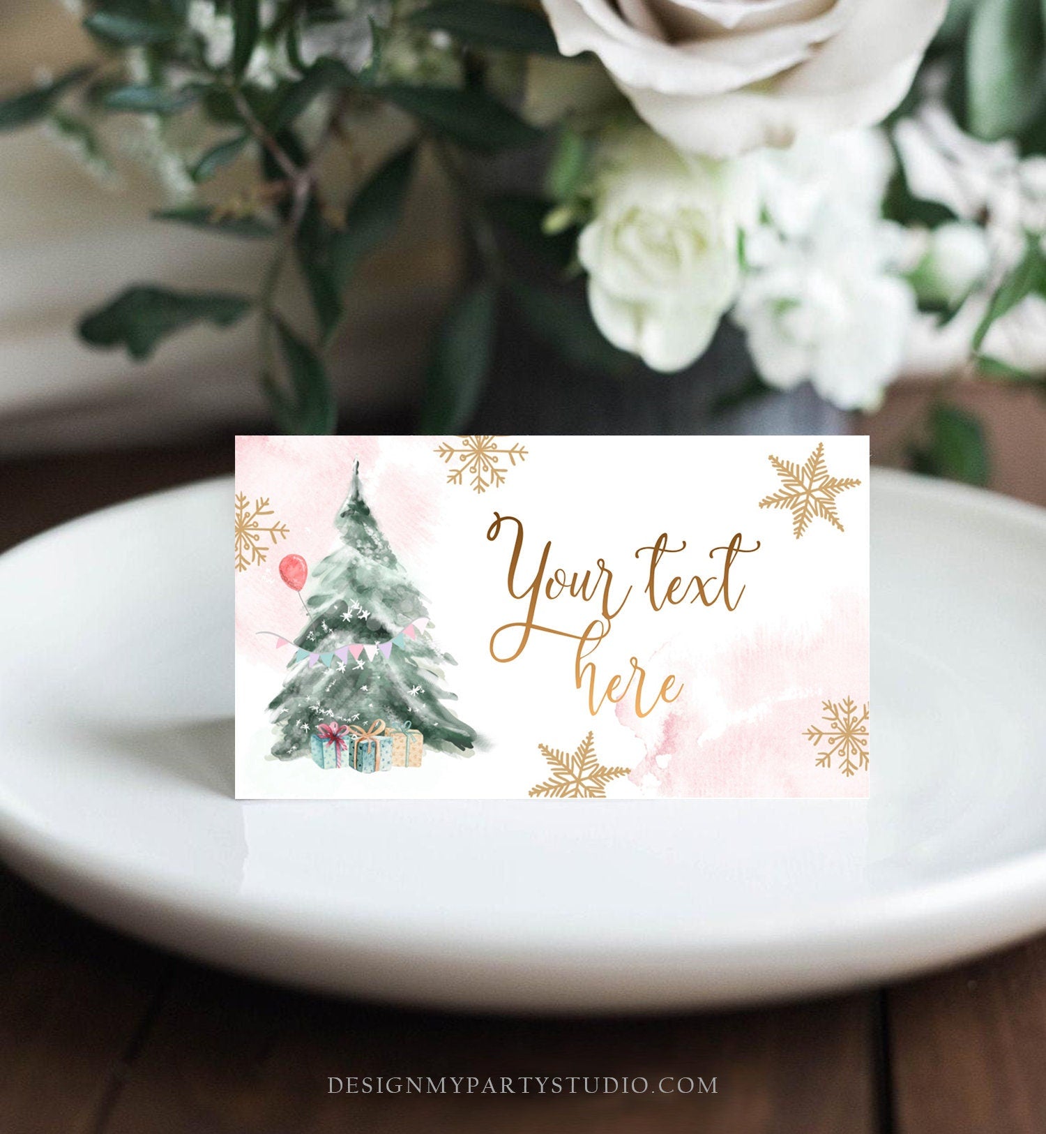 Editable Winter Onederland Birthday Food Tent Cards Winter Tree Labels Girl Christmas Party Place Cards Snow Digital Template Printable 0363