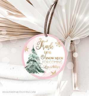 Editable Winter Tree Thank You Tag Winter Onederland Girl Christmas Thank You Snow Much Baby Shower Pink Gold Gift Corjl Printable 0363