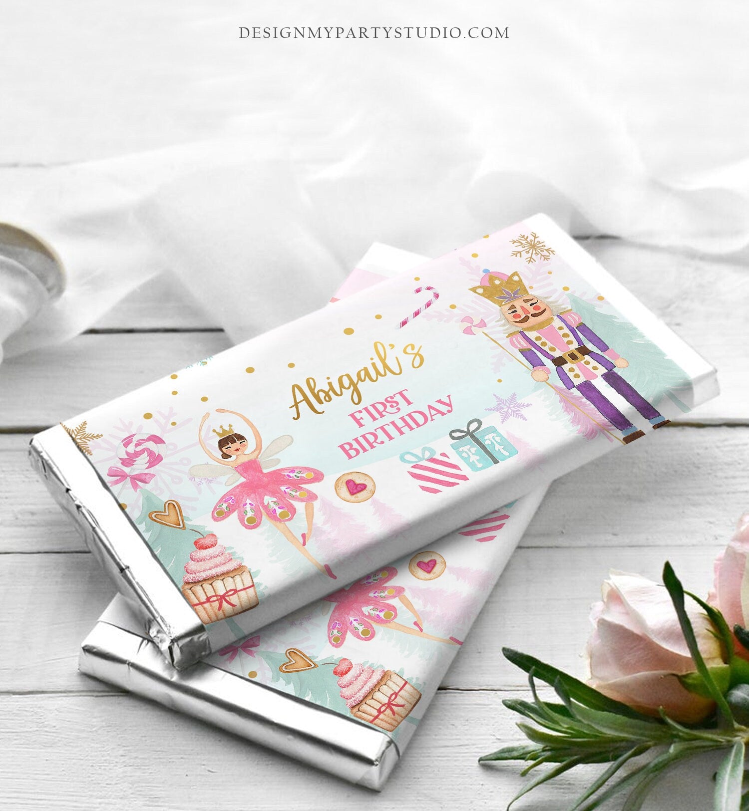 Editable Nutcracker Chocolate Bar Labels Candy Bar Wrapper Nutcracker Birthday Winter Land of Sweets Digital Template Printable 0352