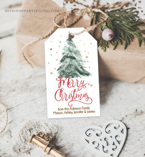 Editable Christmas Favor Tags Holiday Gift Tags Merry Christmas Holiday Tags Holiday Labels Tree Gold Download Printable Template Corjl 0363