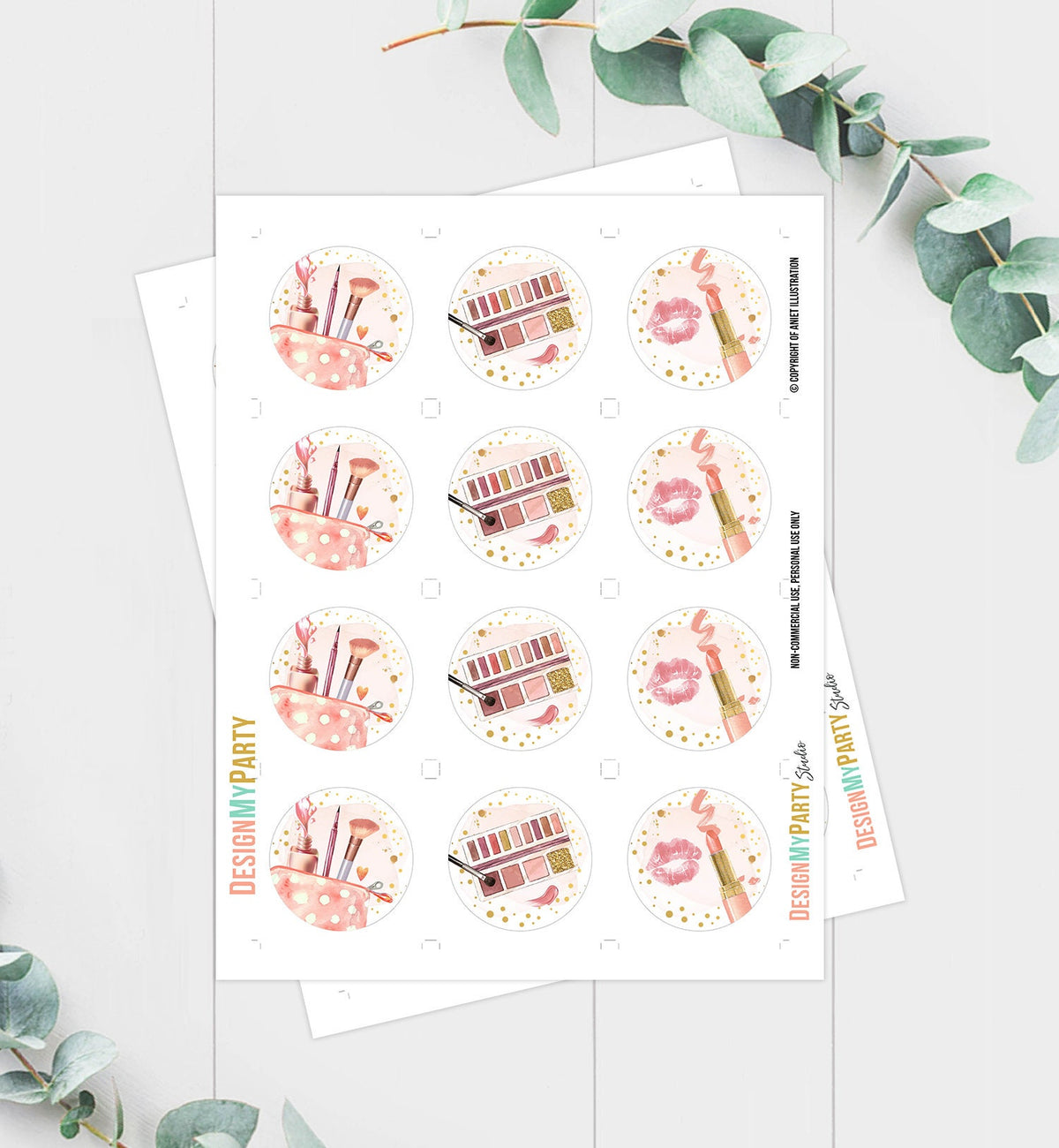 Spa Party Cupcake Toppers Favor Tags Glamour Birthday Party Decoration Fashion Party Spa Birthday Makeup Download Digital PRINTABLE 0420