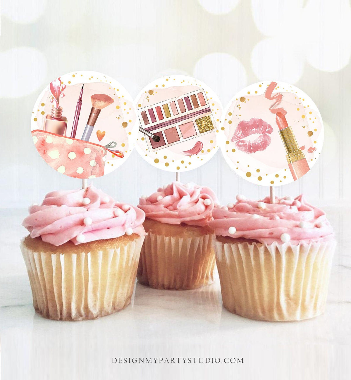 Spa Party Cupcake Toppers Favor Tags Glamour Birthday Party Decoration Fashion Party Spa Birthday Makeup Download Digital PRINTABLE 0420