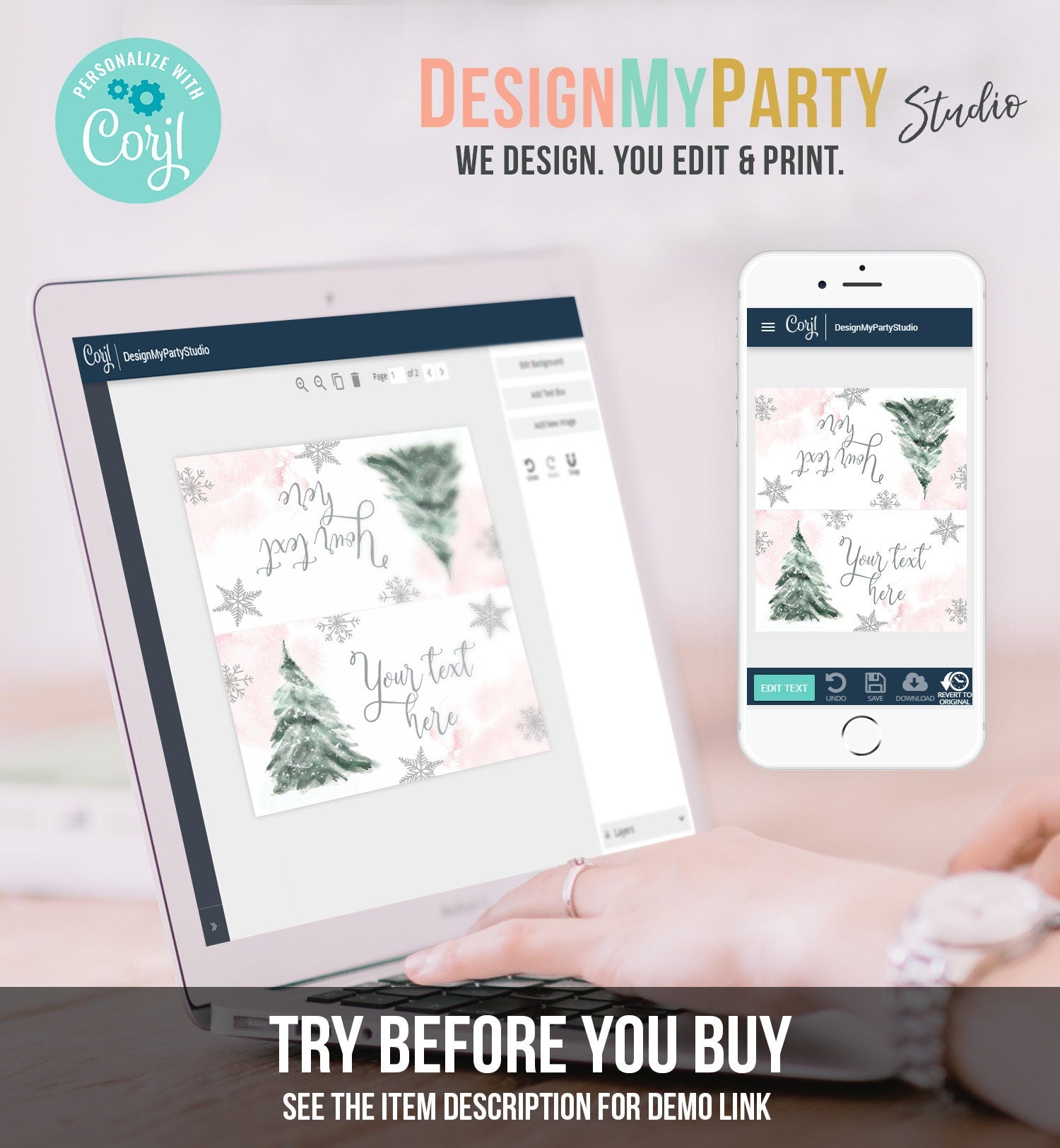 Editable Baby It's Cold Outside Food Tent Cards Winter Tree Labels Girl Birthday Baby Shower Place Cards Snow Printable Template Corjl 0363