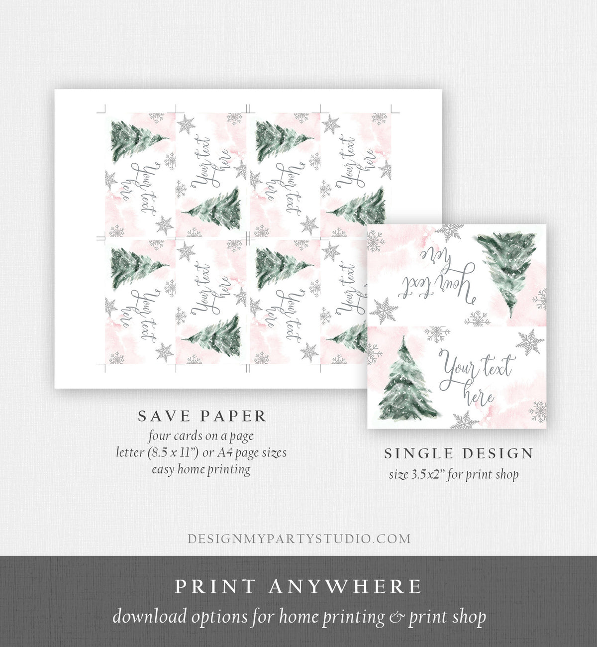 Editable Baby It&#39;s Cold Outside Food Tent Cards Winter Tree Labels Girl Birthday Baby Shower Place Cards Snow Printable Template Corjl 0363