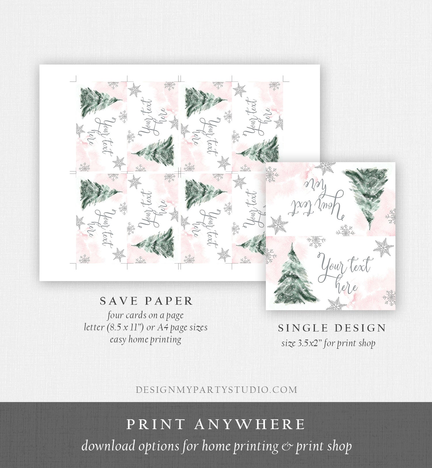 Editable Baby It's Cold Outside Food Tent Cards Winter Tree Labels Girl Birthday Baby Shower Place Cards Snow Printable Template Corjl 0363