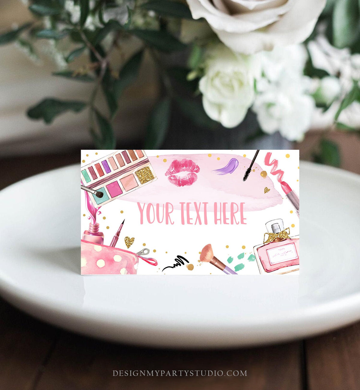 Editable Spa Party Food Label Glitters and Glamour Birthday Food Tent Girl Buffet Label Tent Makeup Fashion Digital Template Printable 0420