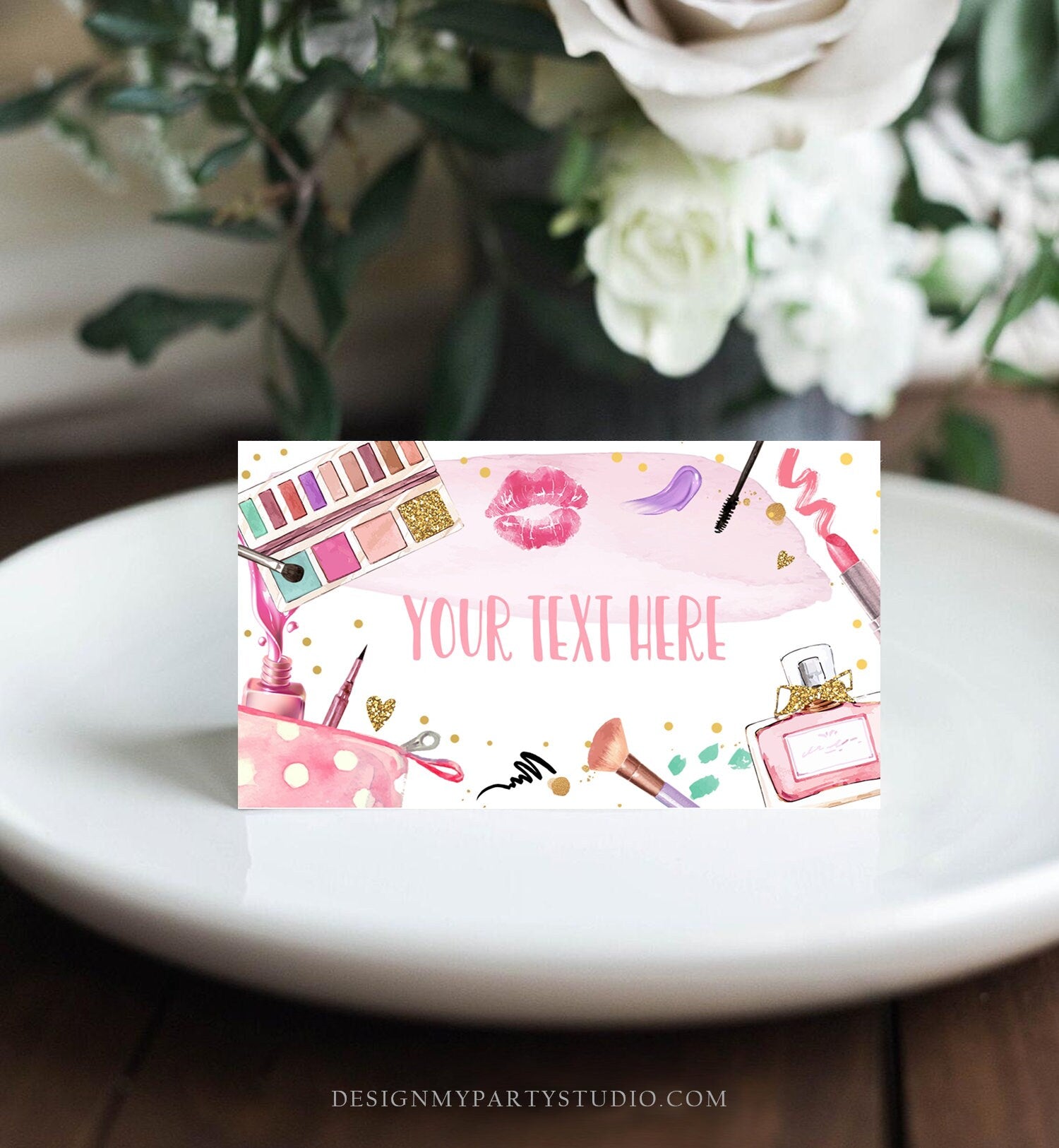 Editable Spa Party Food Label Glitters and Glamour Birthday Food Tent Girl Buffet Label Tent Makeup Fashion Digital Template Printable 0420