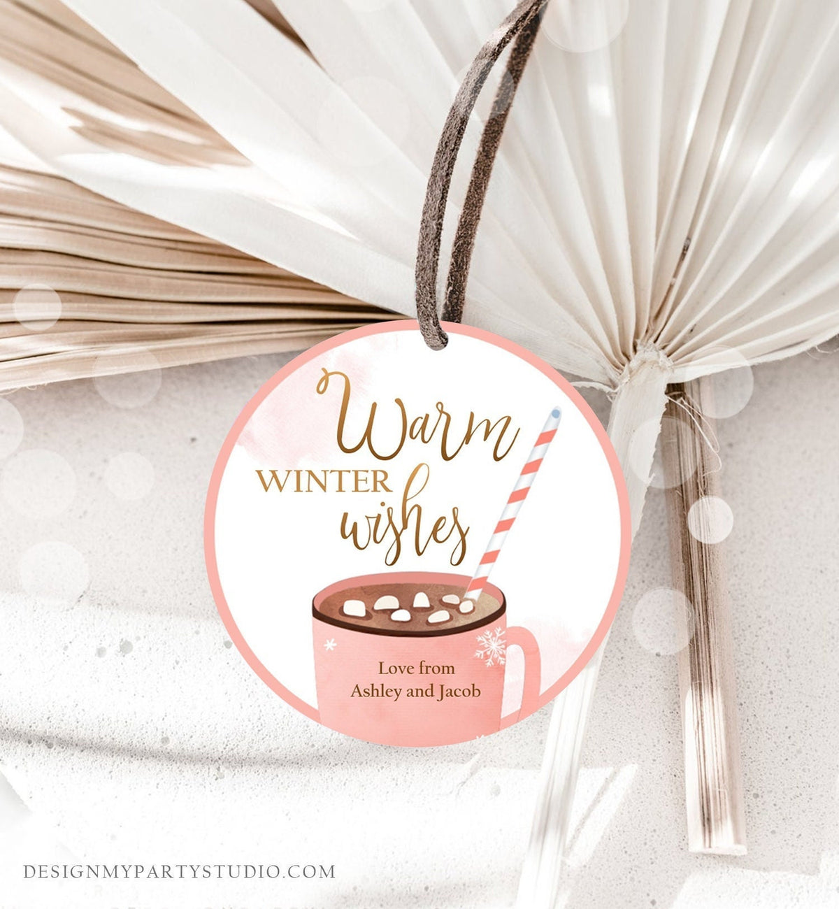 Editable Warm Wishes Tag Personalized Christmas Favors Tag Hot Cocoa Tag Holiday Gift Tag Hot Chocolate Tag Digital Template Printable 0353