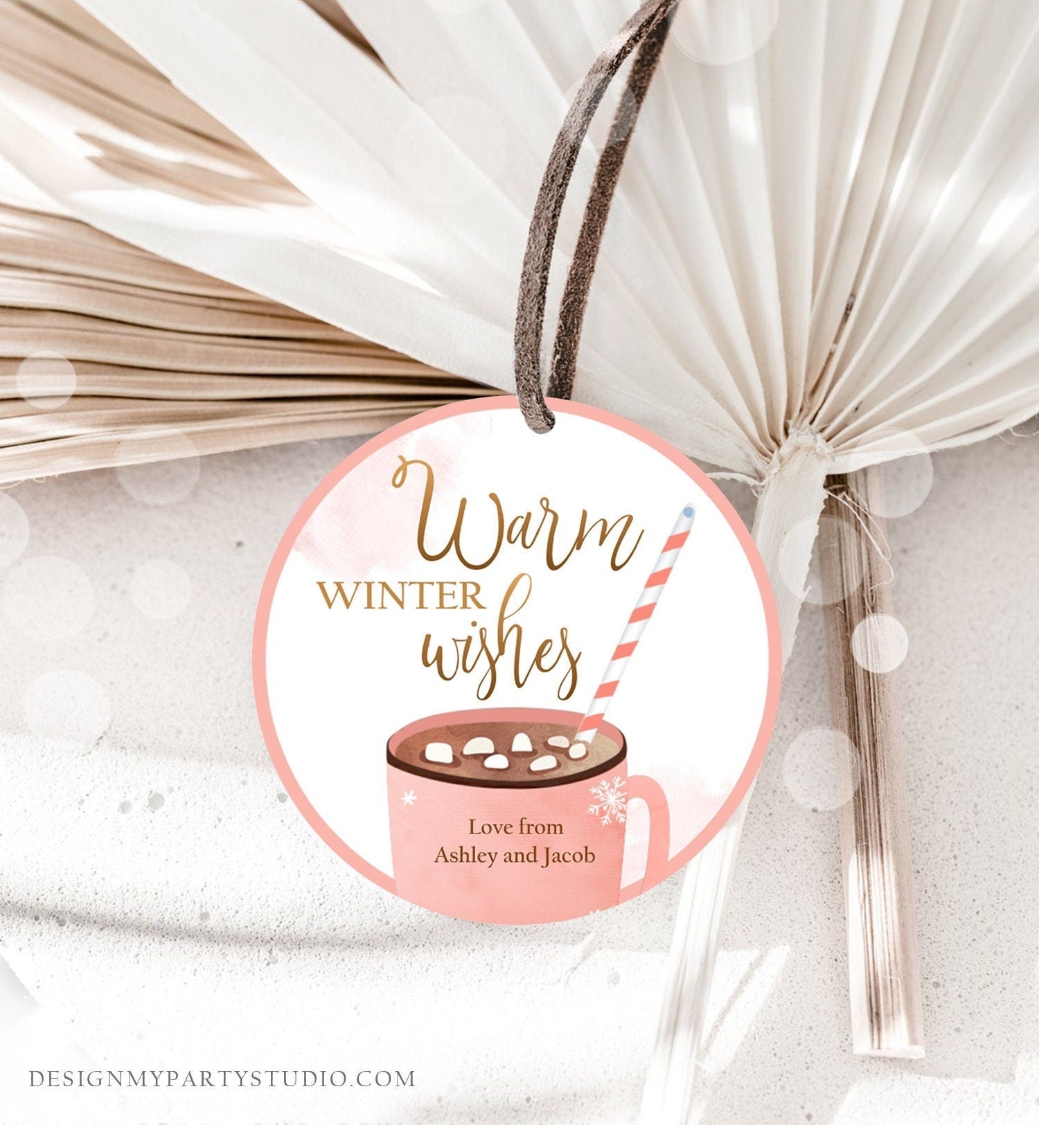 Editable Warm Wishes Tag Personalized Christmas Favors Tag Hot Cocoa Tag Holiday Gift Tag Hot Chocolate Tag Digital Template Printable 0353